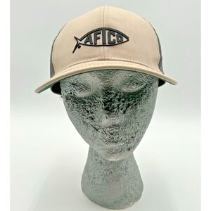Aftco American Fishing Tackle Co Hat Cap Tan With Gray Mesh Adjustable Strapback